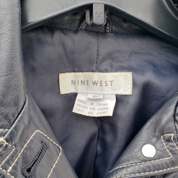 Nine West cropped black leather jacket, size S - Picture 5 of 8